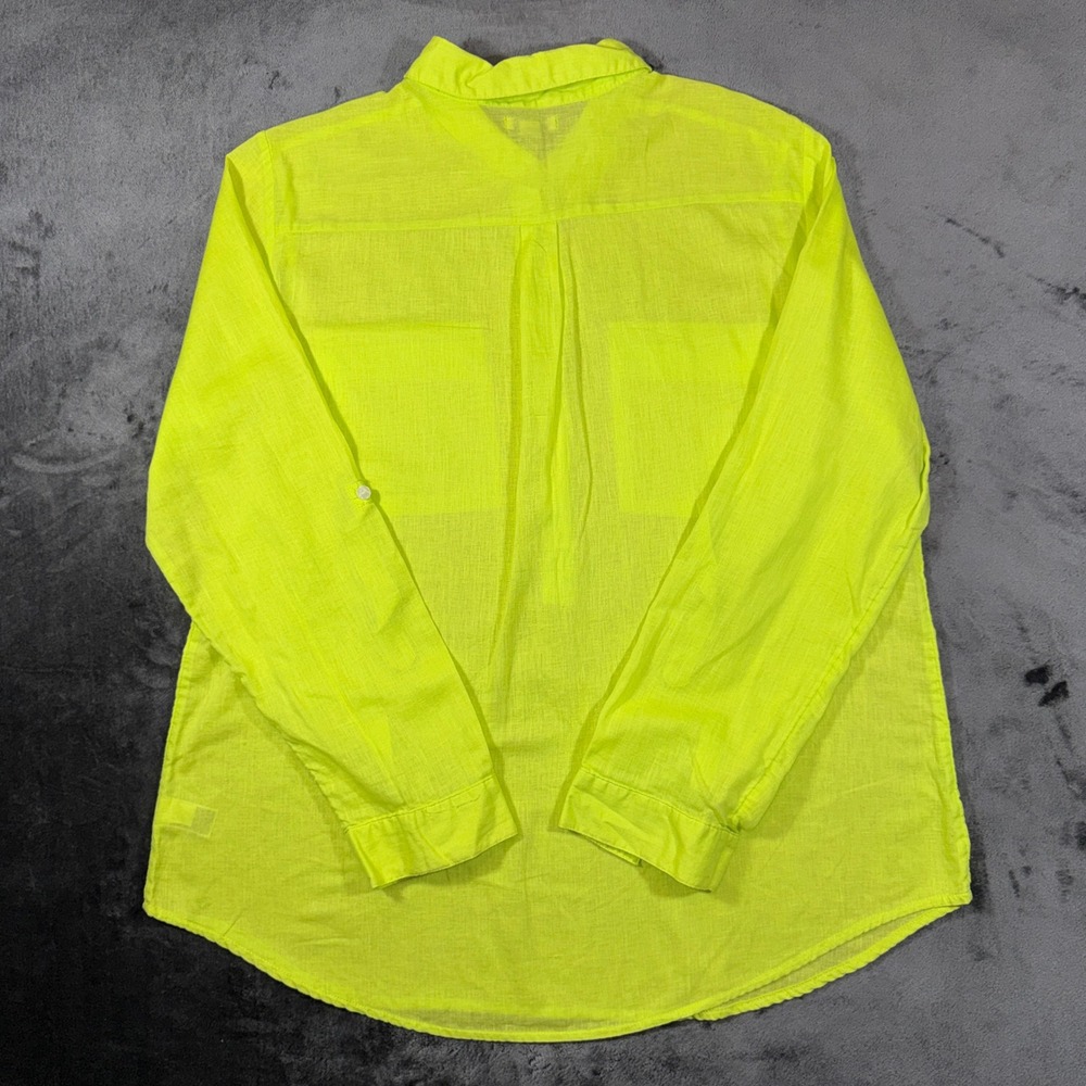 Old Navy Persian Melon Neon Linen Blend Button Down Shirt XL Long Sleeve Pockets